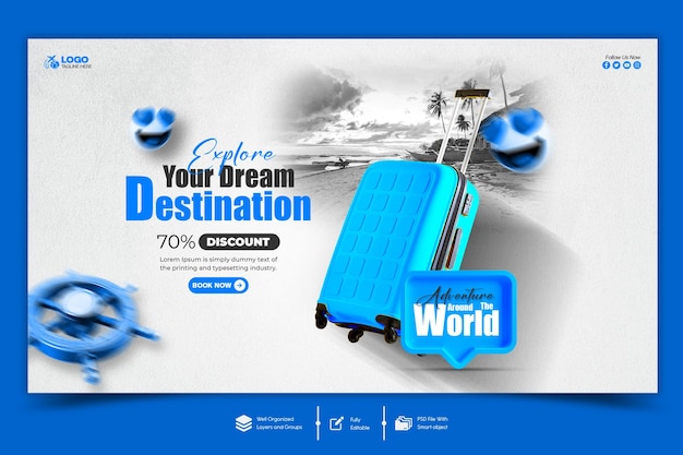 Vorlage für ein Web-Banner für Touren und Reisen