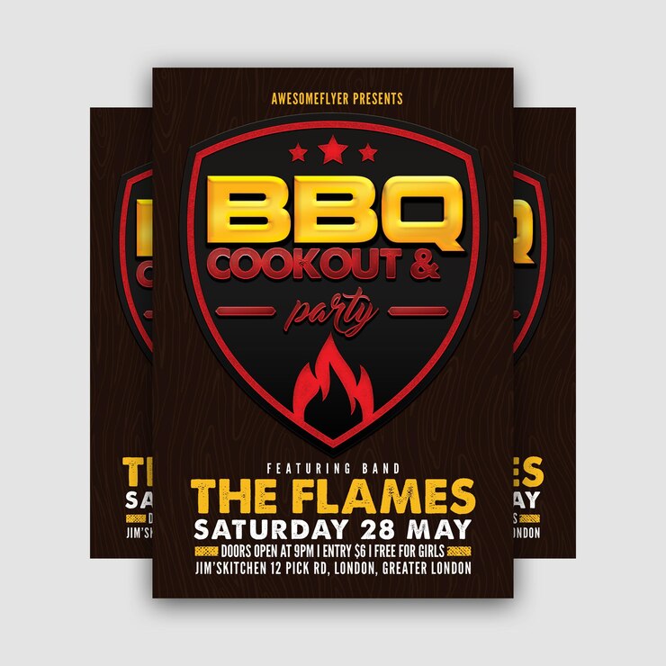 PSD vorlage für eine bbq-cookout-party-flyer