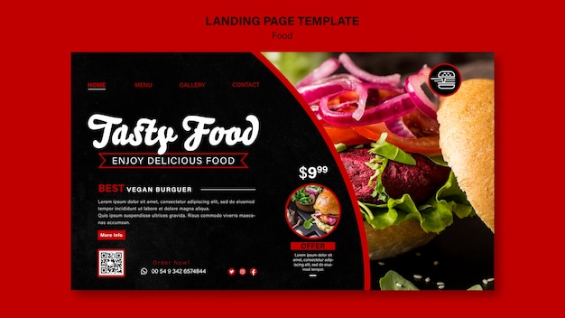 PSD vorlage für eine fast-food-landingpage