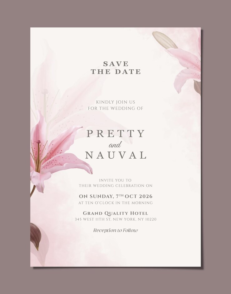 Vorlage für eine Hochzeitskarte mit Blumen