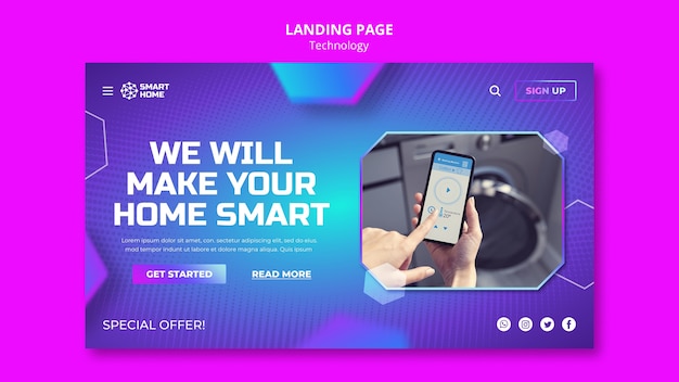 PSD vorlage für eine smart home-landingpage