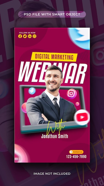 Vorlage für eine Social-Media-Beitragsgeschichte für ein Webinar für digitales Marketing