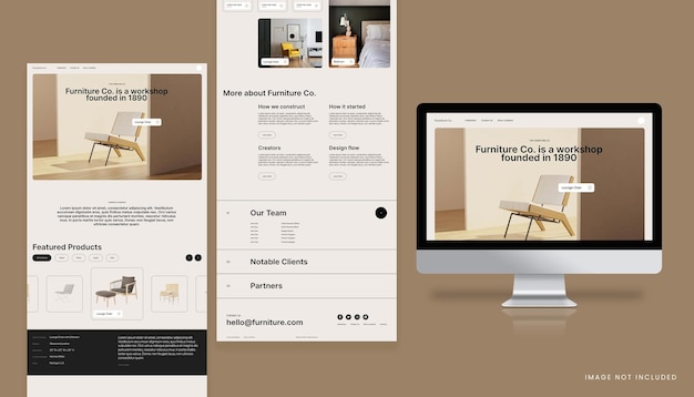 Vorlage für eine Website für elegante moderne Möbel