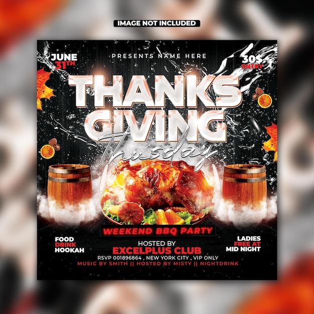 PSD vorlage für einen flyer zur thanksgiving party