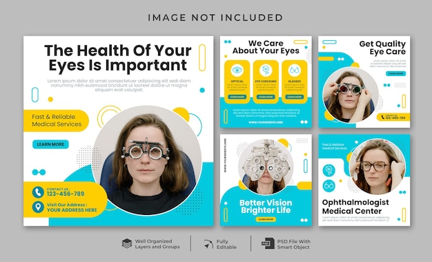 PSD vorlage für einen instagram-beitrag zur augenheilkunde
