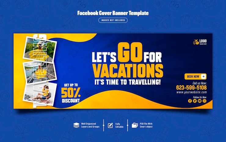 PSD vorlage für facebook-cover-bannern für touren und reisen