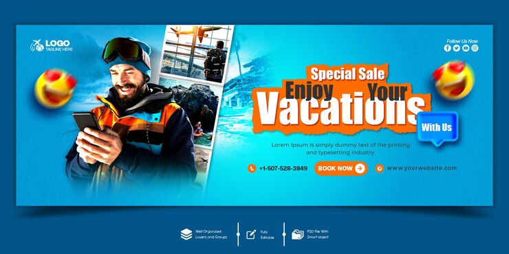 Vorlage für Facebook-Cover-Bannern für Touren und Reisen
