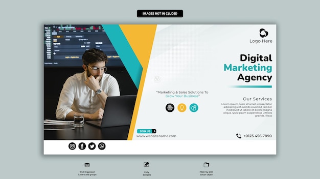 Vorlage für Facebook-Cover oder Web-Banner einer Digital-Marketing-Unternehmensagentur