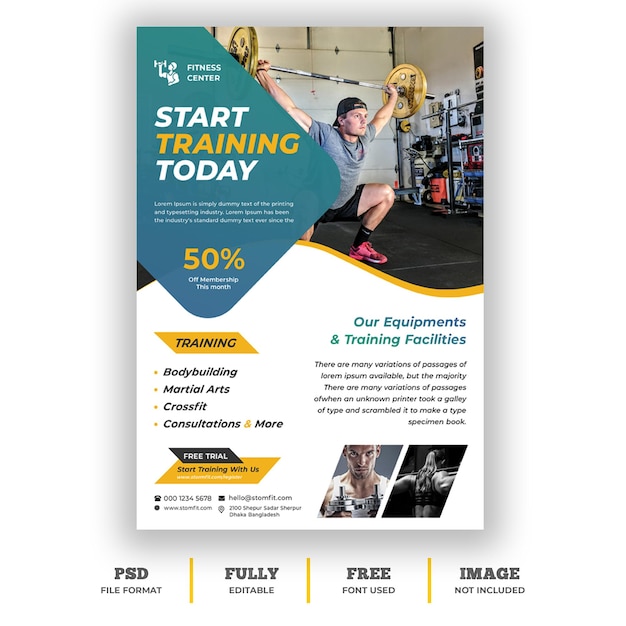 PSD vorlage für fitness-studio-flyer