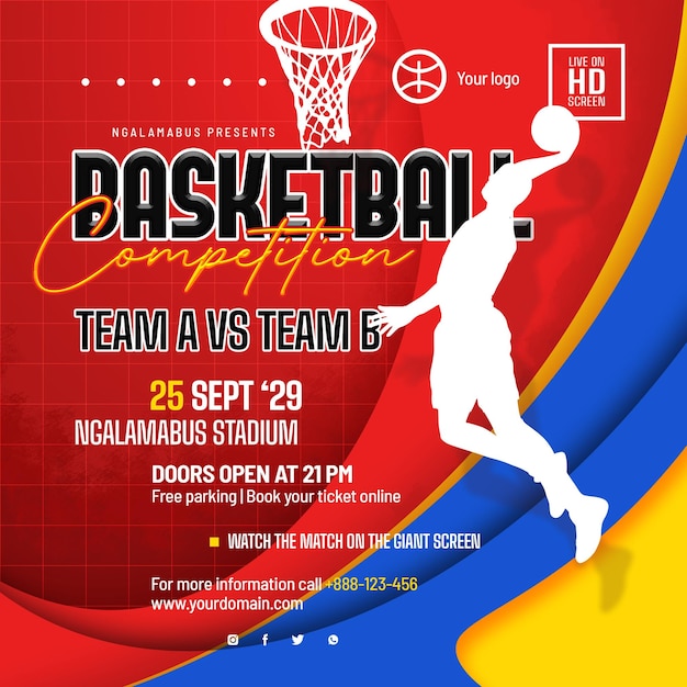 PSD vorlage für flyer für basketball-wettbewerbe