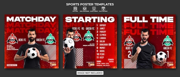 vorlage für fußballsportplakate oder social media-sammlungen
