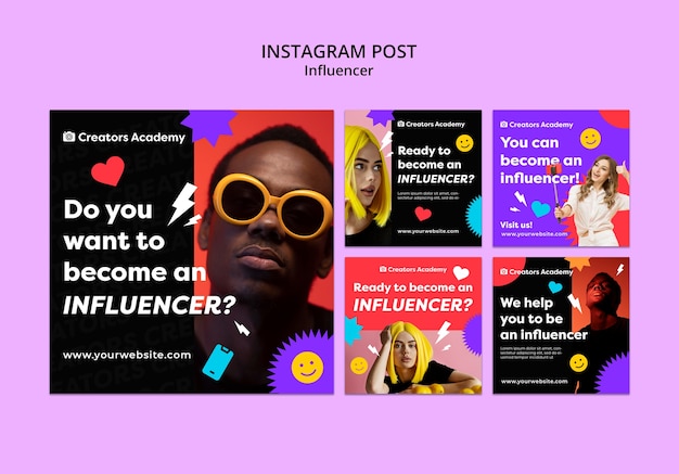 Vorlage für influencer-karriere-instagram-posts