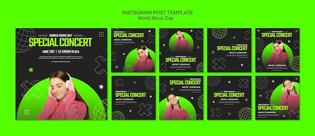 PSD vorlage für instagram-beiträge zum weltmusiktag