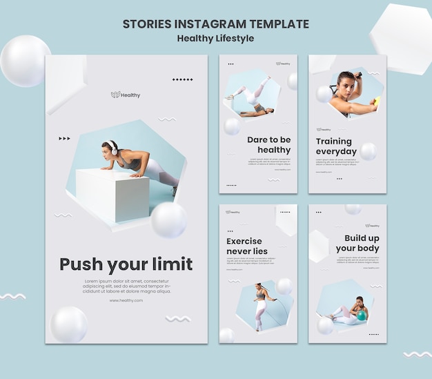 PSD vorlage für instagram-geschichten für gesundes training