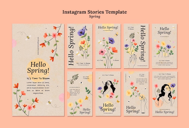 Vorlage für Instagram-Geschichten im Frühling