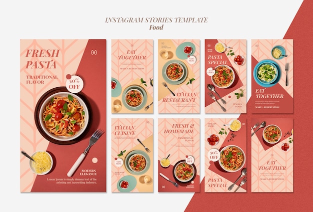 Vorlage für Instagram-Geschichten mit frischer Pasta