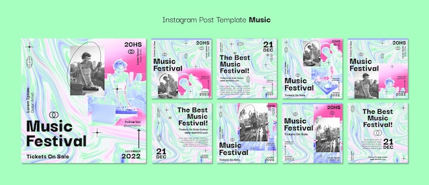 PSD vorlage für instagram-posts des musikfestivals