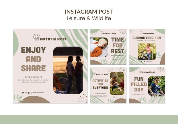 Vorlage für Instagram-Posts für Freizeit und Tierwelt