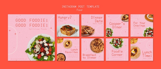 Vorlage für instagram-posts mit minimalem food-festival