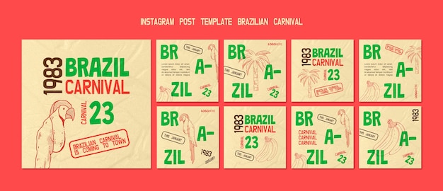 PSD vorlage für instagram-posts zum brasilianischen karneval