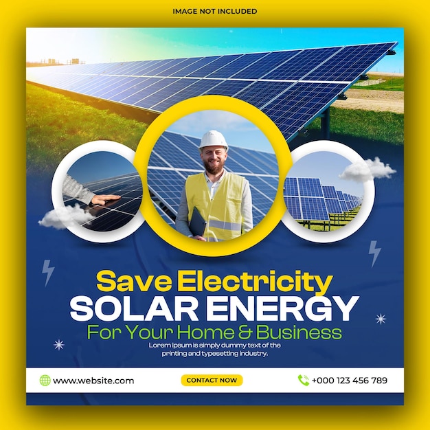 Vorlage für kreative Social-Media-Beiträge zu erneuerbaren Energien des Sonnensystems