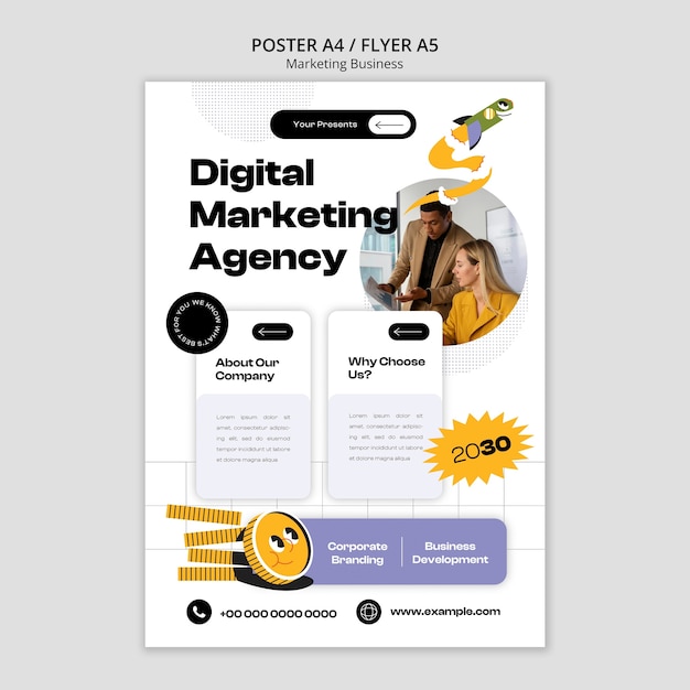 PSD vorlage für marketingstrategie-flyer
