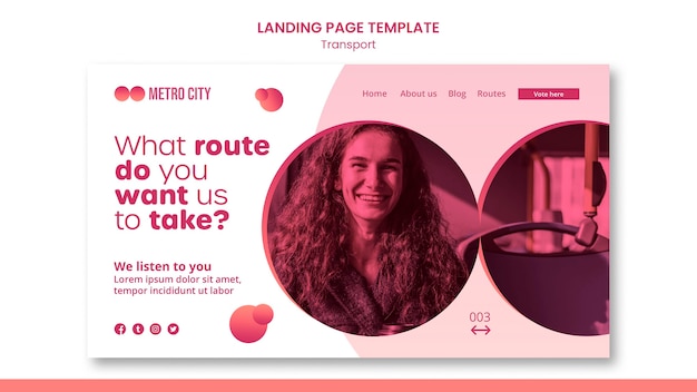 PSD vorlage für moderne transport-landingpage