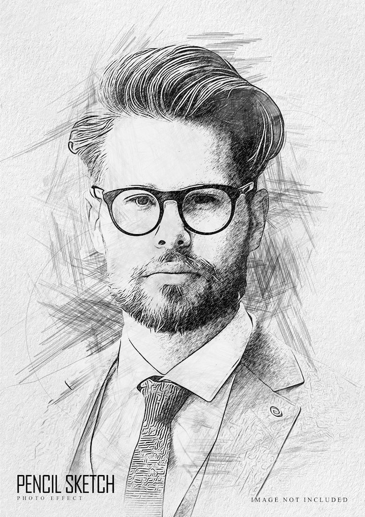PSD vorlage für porträtskizzen-fotoeffekte
