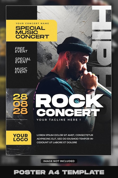 Vorlage für Poster für Rockkonzerte und Nachtclubs