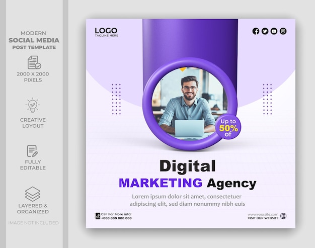 Vorlage für Posts für digitale Marketingagenturen und Corporate Social Media
