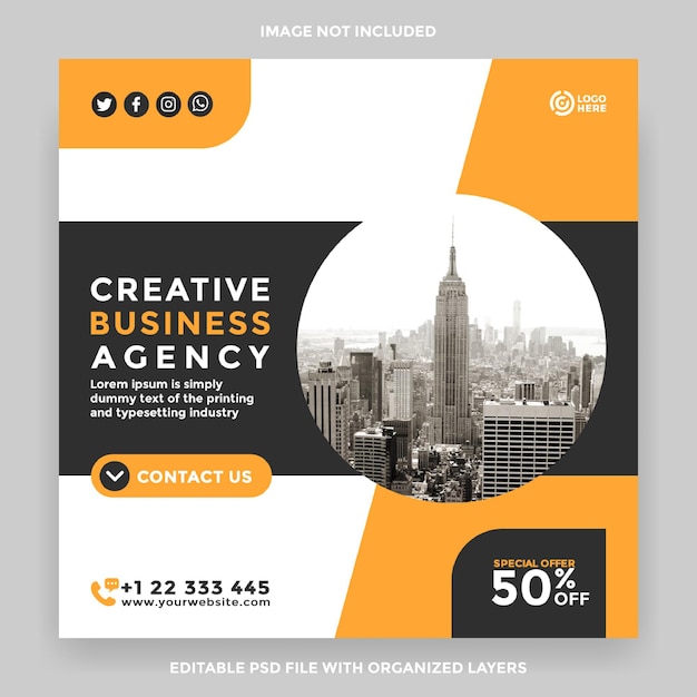 Vorlage für quadratische Instagram-Beiträge einer Agentur für digitales Business-Marketing