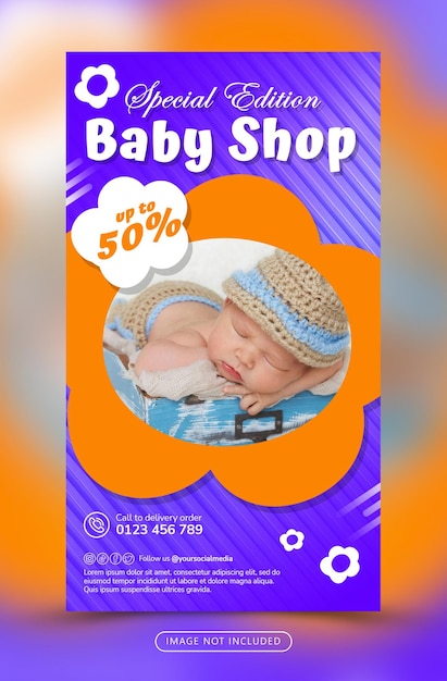 Vorlage für social-media-geschichten zur babymode-werbung