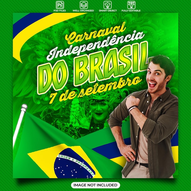 PSD vorlage für social-media-plakate zum unabhängigkeitstag brasilien