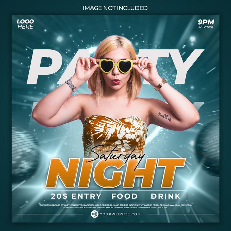 PSD vorlage für social-media-posts für club-dj-party-flyer