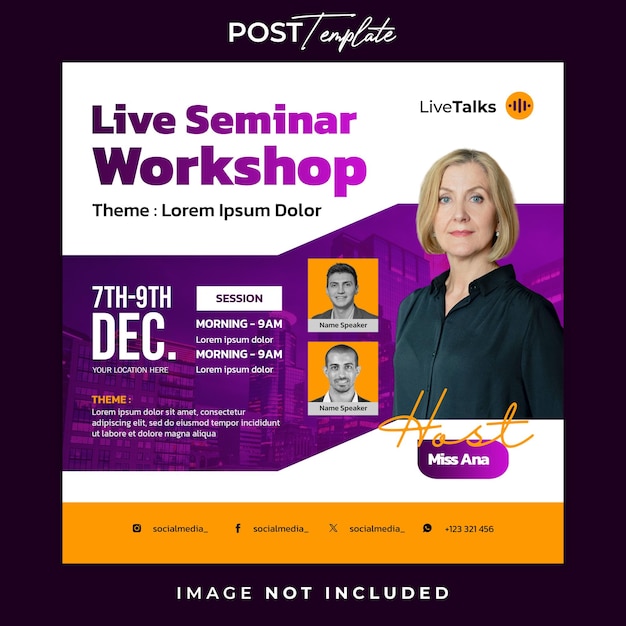 Vorlage für Social-Media-Posts für Webinar-Workshops