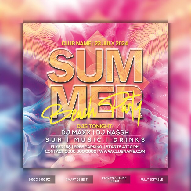 PSD vorlage für sommerparty-flyer