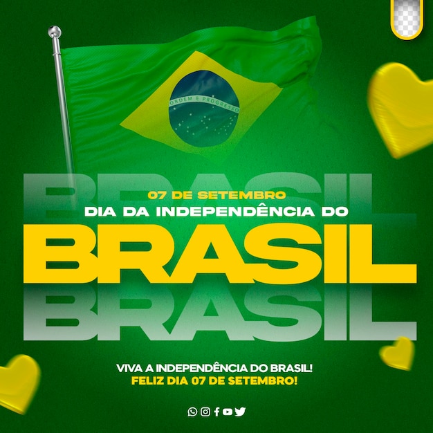 Vorlage für soziale Medien, 7. September, Brasilien, Unabhängigkeitstag, Independencia do Brasilien