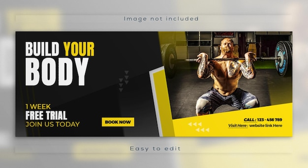 Vorlage für Web-Banner-Anzeigen für Fitnessstudio-Fitnesstraining Training Facebook-Timeline-Cover-Post