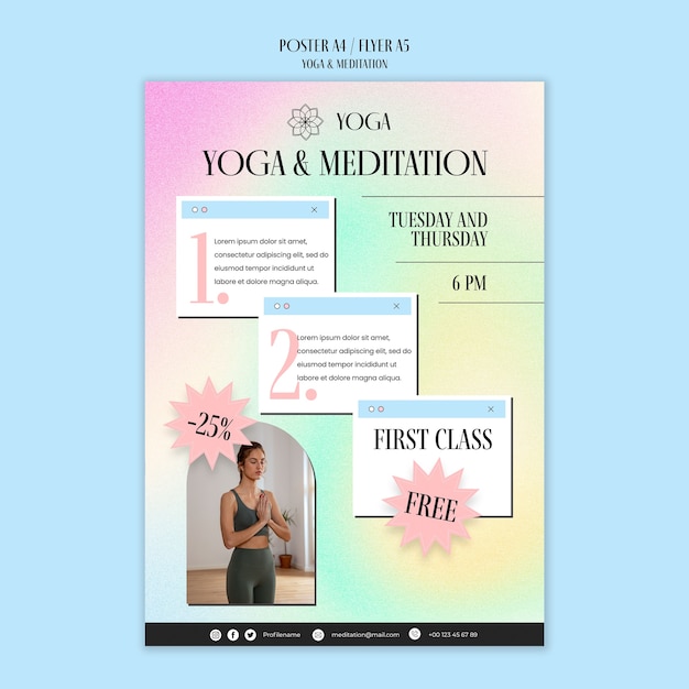 Vorlage für Yoga- und Meditationsposter mit Farbverlauf