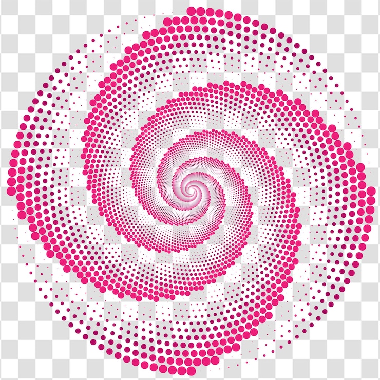PSD vortex de cercle pointillé tourbillonnant multicolore pour une utilisation de conception géométrique sur un fond transparent