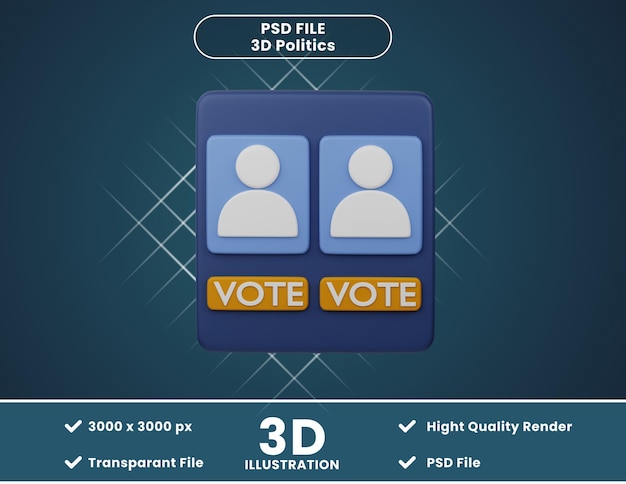 PSD votación de ilustración de icono 3d