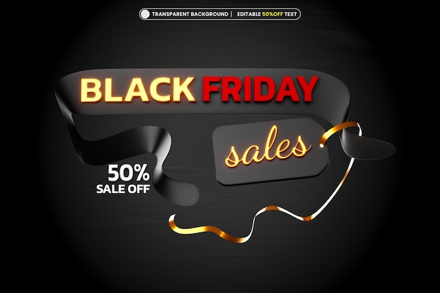 Voucher black friday 3d com efeito de texto editável