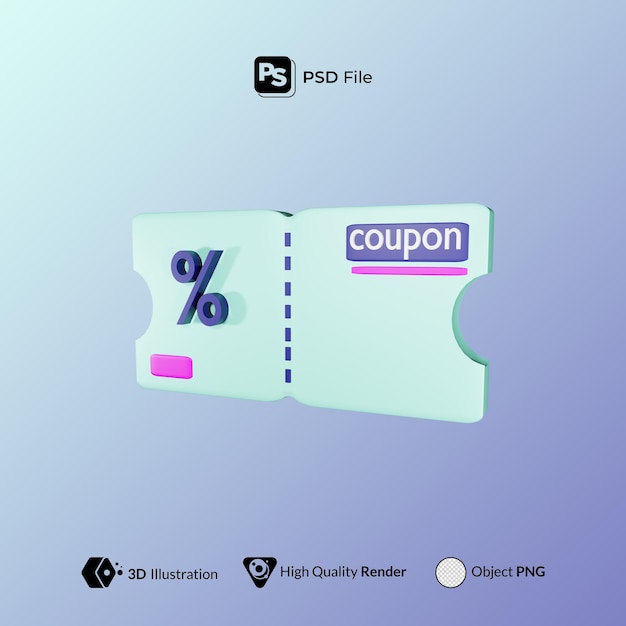 Voucher cupom e-commerce ilustração 3d