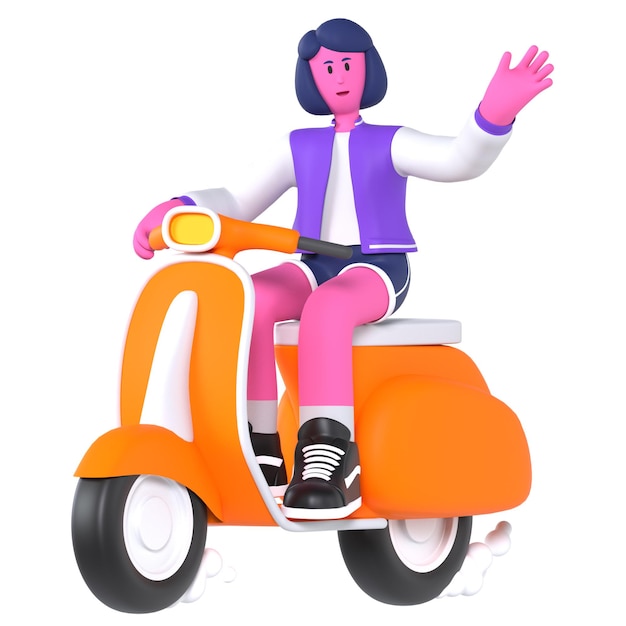 PSD voyage de fille transport de scooter vacances de vacances