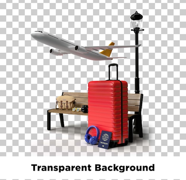 Voyager avec des bagages rouges et un passeport