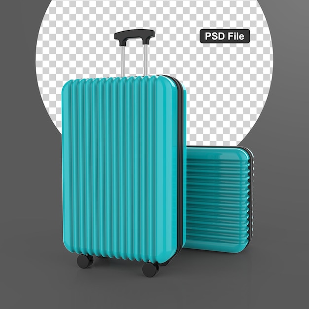 Voyageur De Valise Turquoise Sur Un Fond De Couleur Isolé