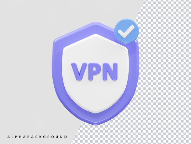 Vpn icono 3d ilustración vector elemento render