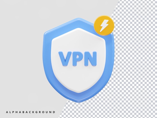 Vpn icono 3d ilustración vector elemento render