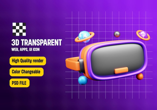 VR Goggle icono 3D o meta versos web y aplicaciones Ilustración de icono en 3D