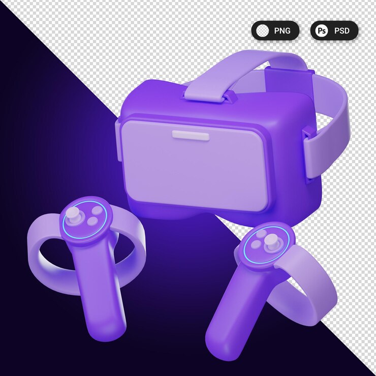 PSD vr stand les icônes de réalité virtuelle définissent les éléments de conception web ux ui rendu 3d